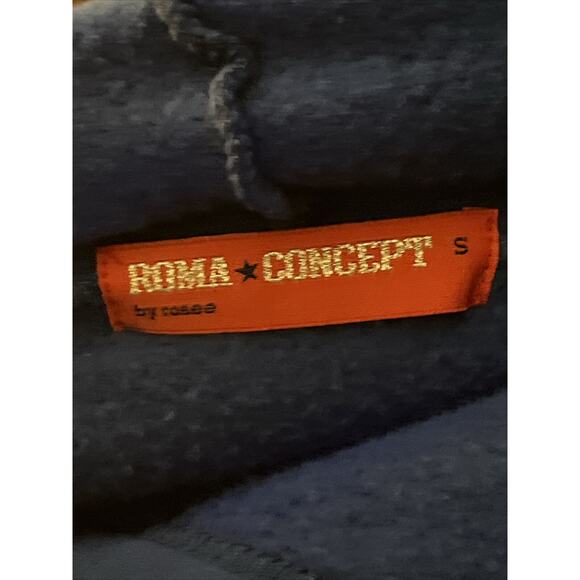 ROMA CONCEPTS By Rosee Women Dark Blue Pullover Cropped Raw Hem Hoodie Size S - Picture 7 of 7